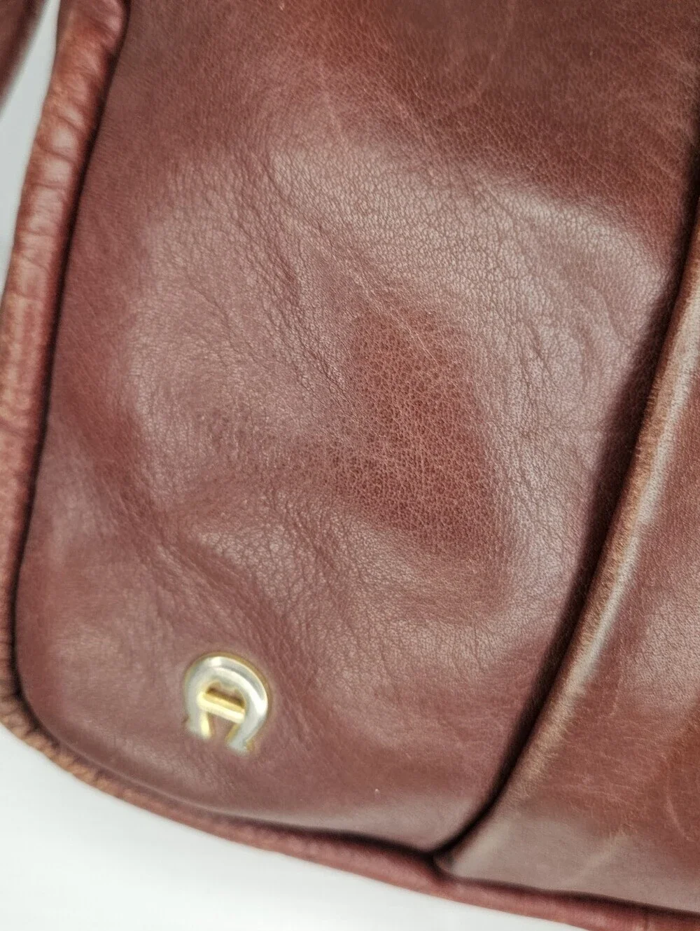 Etienne Aigner Vintage Dark Burgundy Leather 3-Compartment ShoulderCrossbody Bag